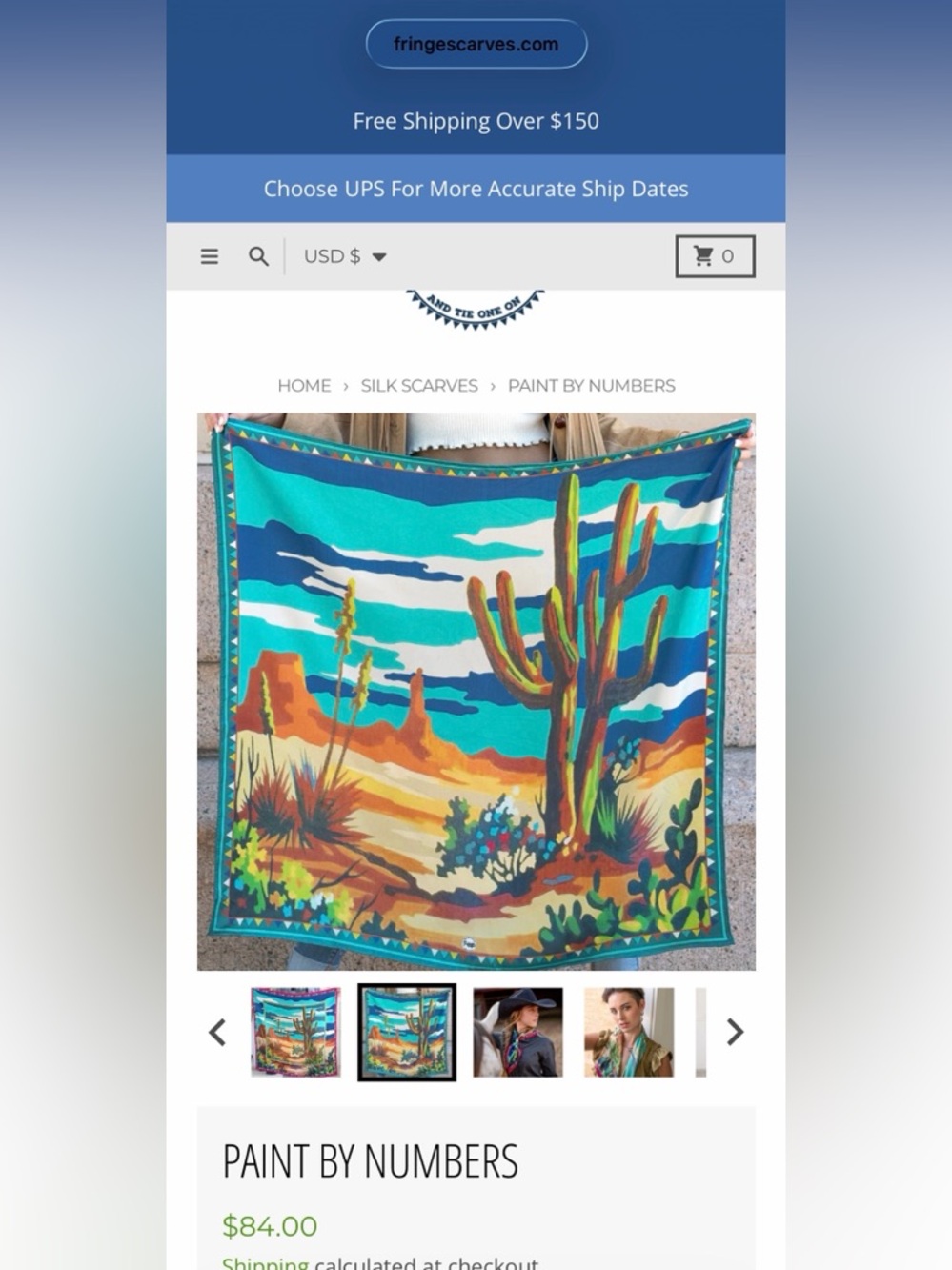 New Fringe Studio 100% Silk Scarf in the Blue Paint By Numbers Pattern